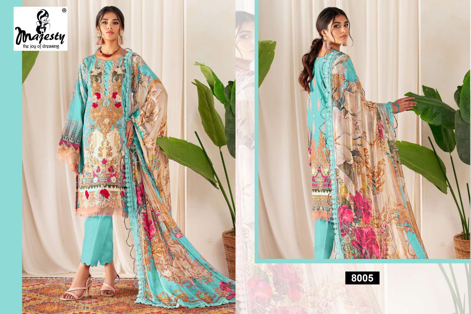 CHEVRON LAWN VOL-8 SERIES 8001 TO 8006 BY MAJESTY DESIGNER WITH PRINTED PAKISTANI STYLE JAM COTTON SUITS ARE AVAILABLE AT WHOLESALE PRICE